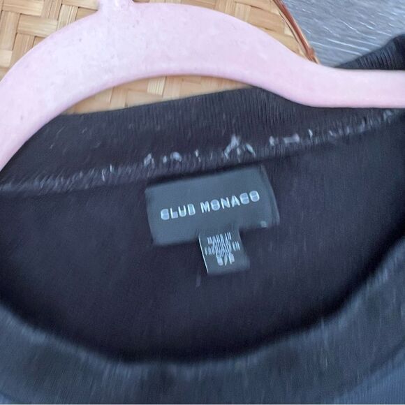 Club Monaco men’s black quilted sleeve black street wear pullover men’s s - Picture 3 of 6